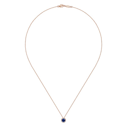 14K Rose Gold Blue Sapphire Pendant Necklace — Gabriel & Co. NK2824K45SA