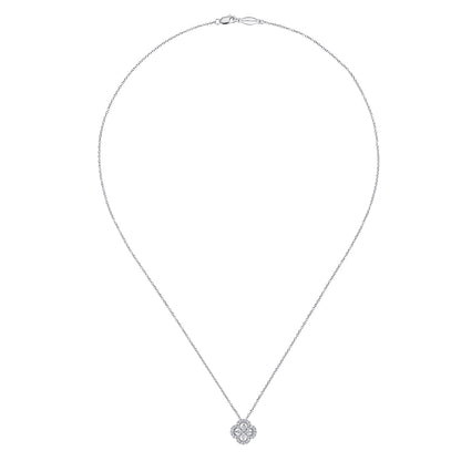 18 inch 14K White Gold Open Clover Diamond Pendant Necklace — Gabriel & Co. NK3118W45JJ