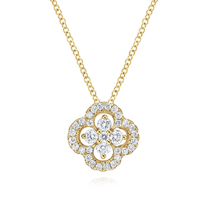 18 inch 14K Yellow Gold Open Clover Diamond Pendant Necklace — Gabriel & Co. NK3118Y45JJ