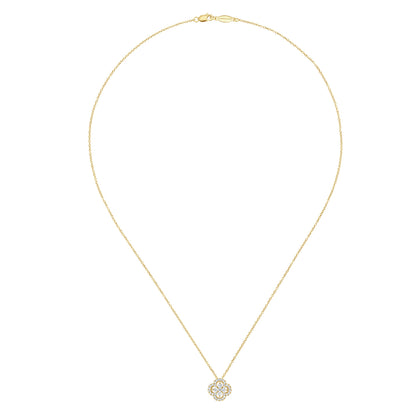 18 inch 14K Yellow Gold Open Clover Diamond Pendant Necklace — Gabriel & Co. NK3118Y45JJ