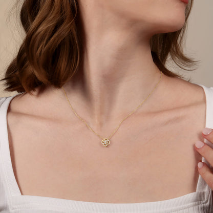 18 inch 14K Yellow Gold Open Clover Diamond Pendant Necklace — Gabriel & Co. NK3118Y45JJ