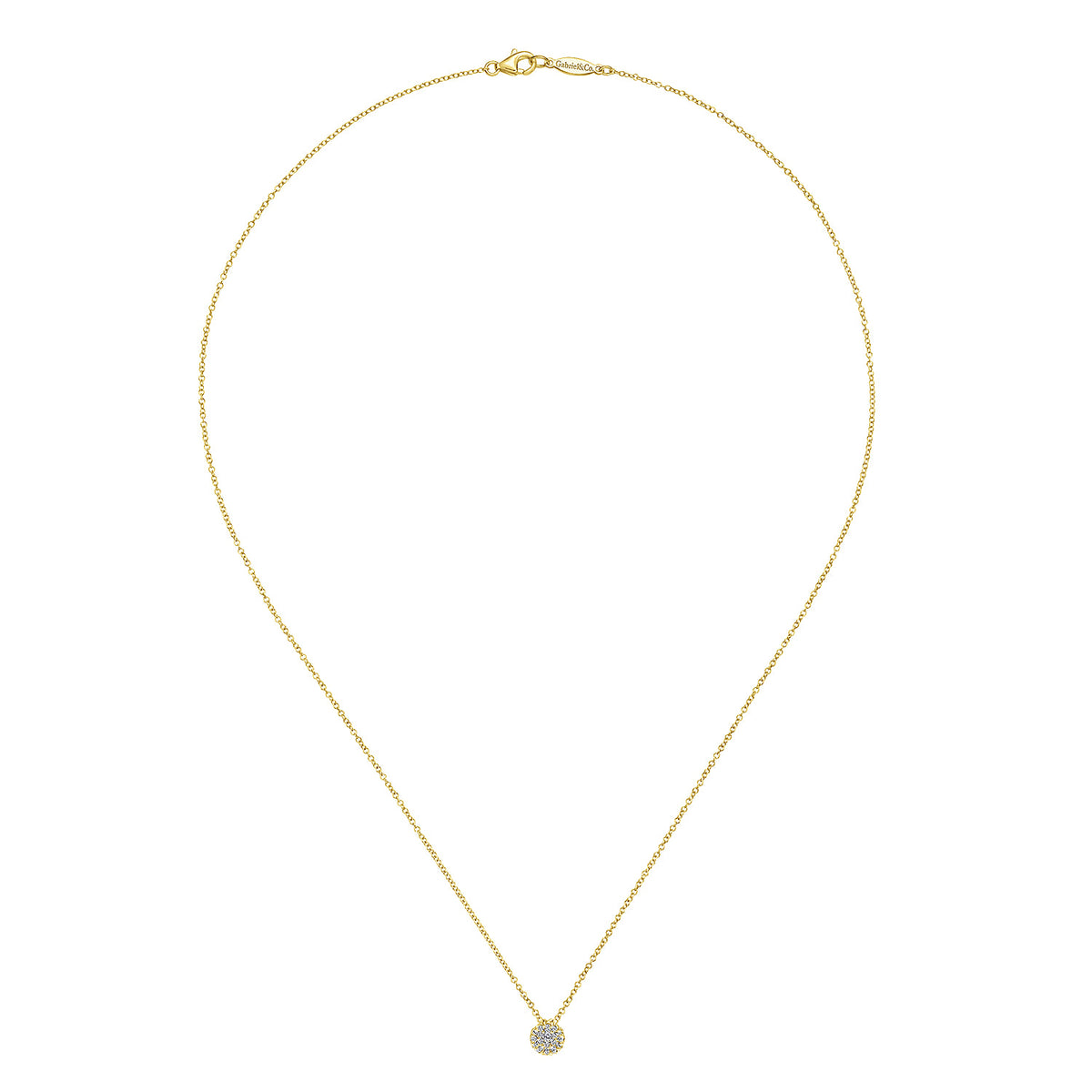 18 inch 14K Yellow Gold Round Diamond Cluster Pendant Necklace — Gabriel & Co. NK3257Y45JJ