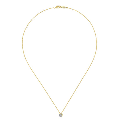18 inch 14K Yellow Gold Round Diamond Cluster Pendant Necklace — Gabriel & Co. NK3257Y45JJ