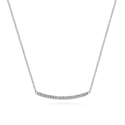 14K White Gold Diamond Pavé Curved Bar Necklace — Gabriel & Co. NK4273W45JJ
