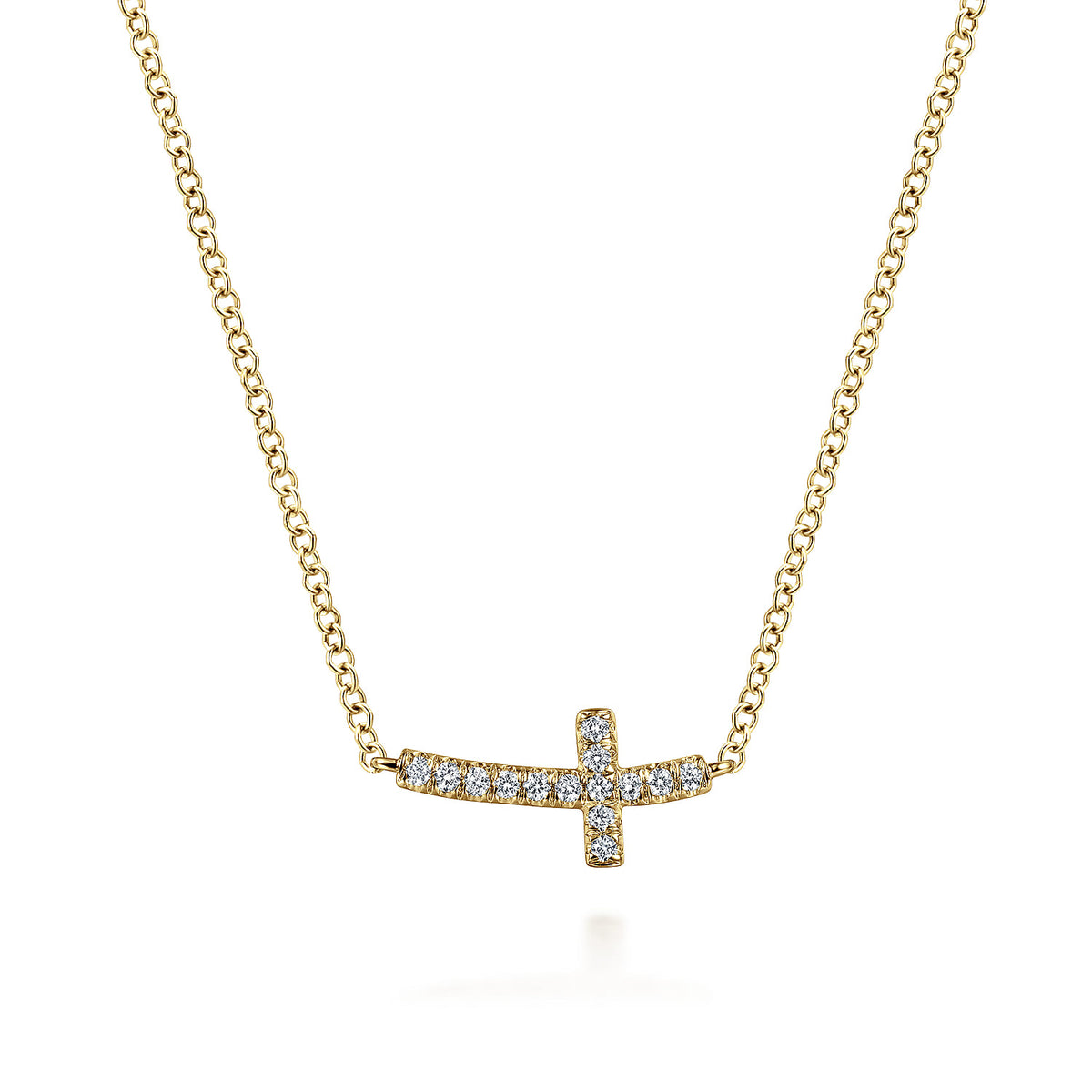 14K Yellow Gold Diamond Cross Necklace, 0.07ct — Gabriel & Co. NK4345Y45JJ