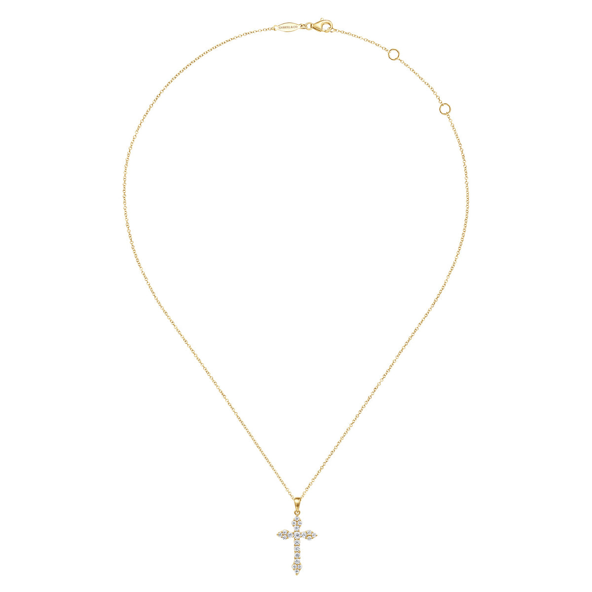 14K Yellow Gold Diamond Cross Pendant Necklace — Gabriel & Co. NK4811Y45JJ