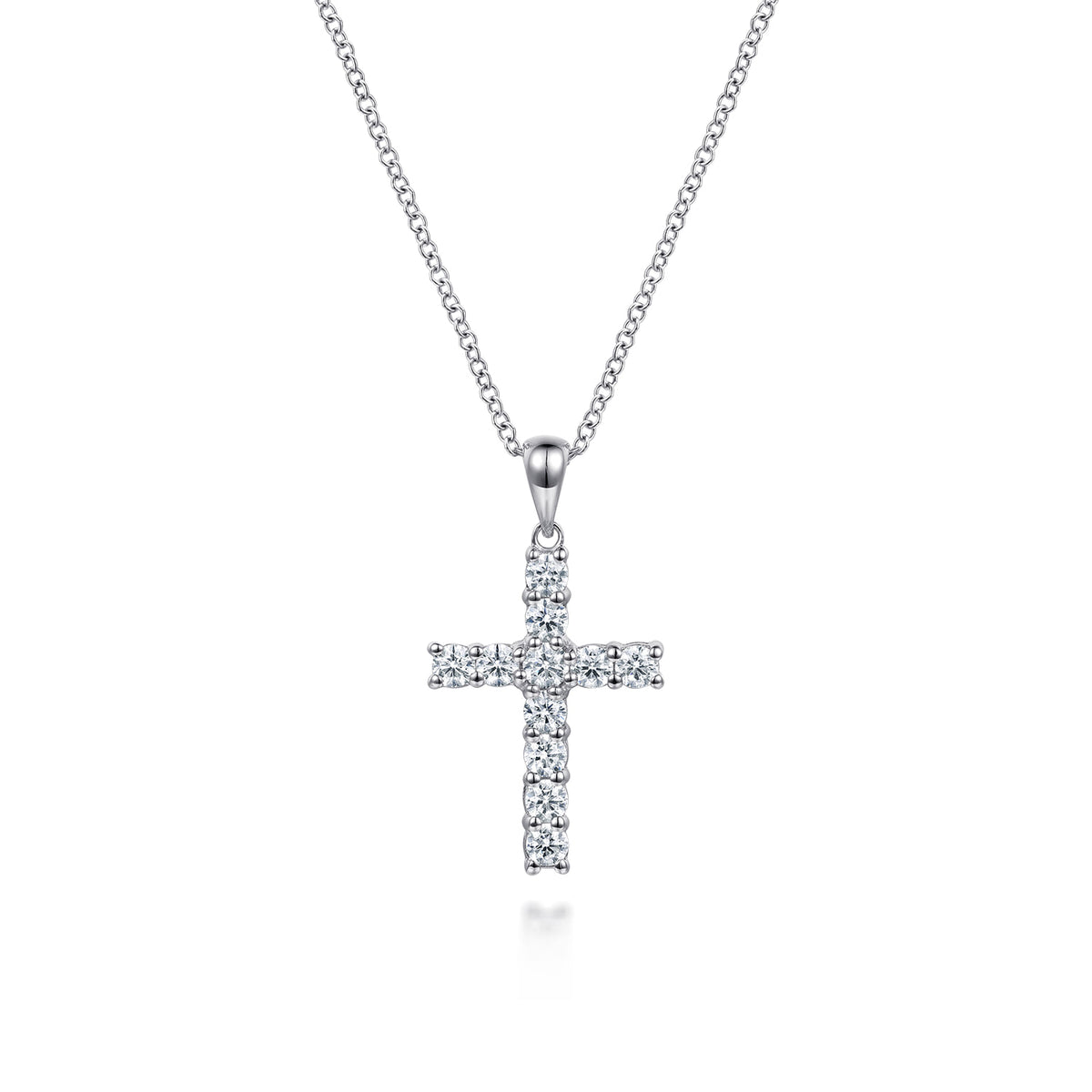 14K White Gold Diamond Cross Pendant Necklace — Gabriel & Co. NK4813W44JJ