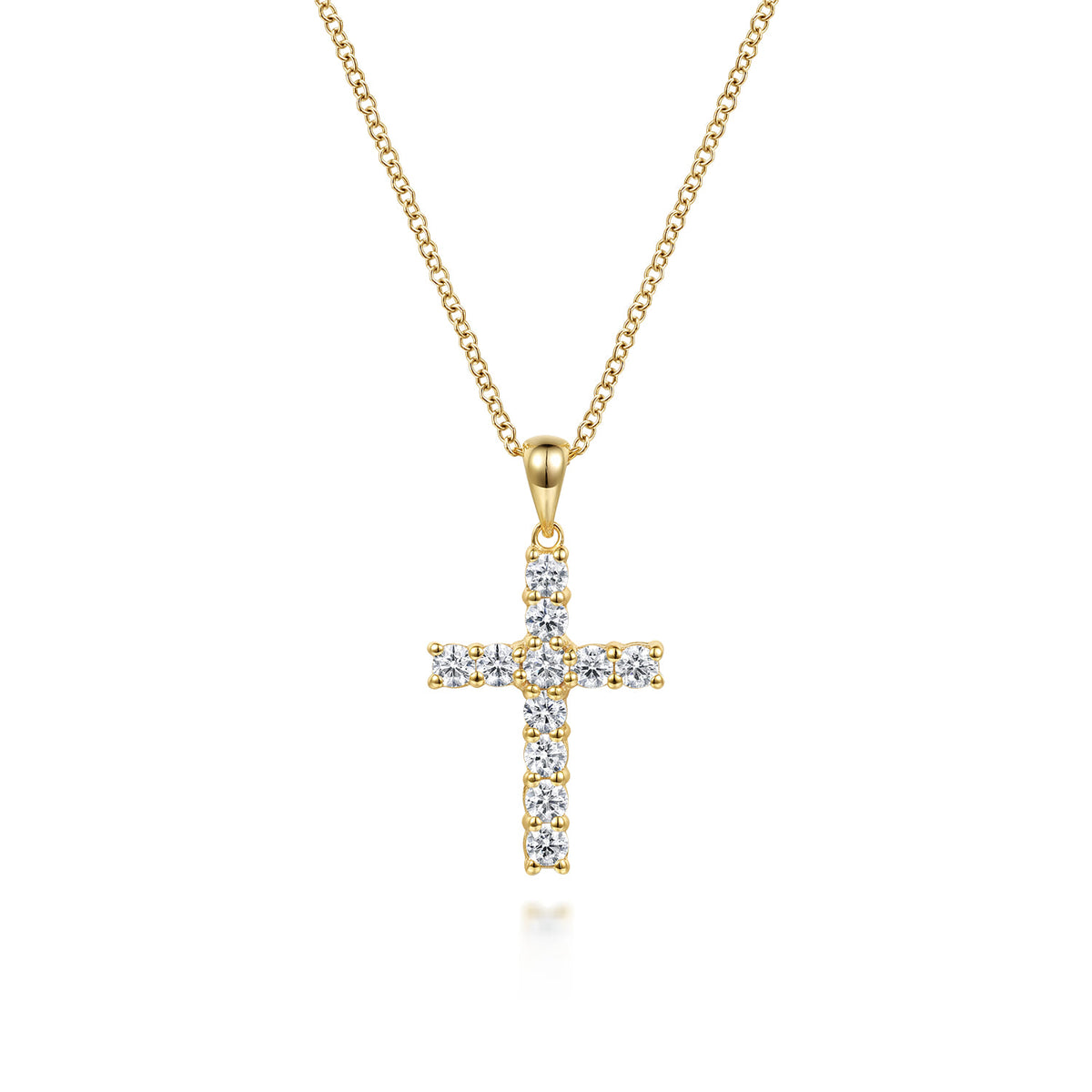 14K Yellow Gold Diamond Cross Pendant Necklace — Gabriel & Co. NK4813Y44JJ