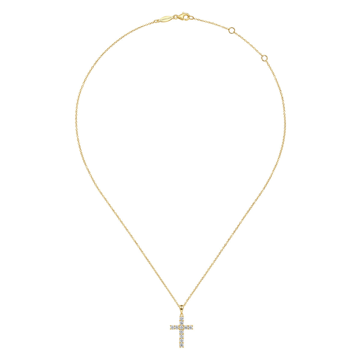 14K Yellow Gold Diamond Cross Pendant Necklace — Gabriel & Co. NK4813Y44JJ