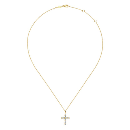 14K Yellow Gold Diamond Cross Pendant Necklace — Gabriel & Co. NK4813Y44JJ