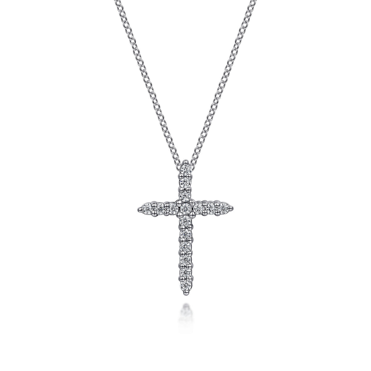 14K White Gold Diamond Cross Pendant Necklace — Gabriel & Co. NK4816W45JJ