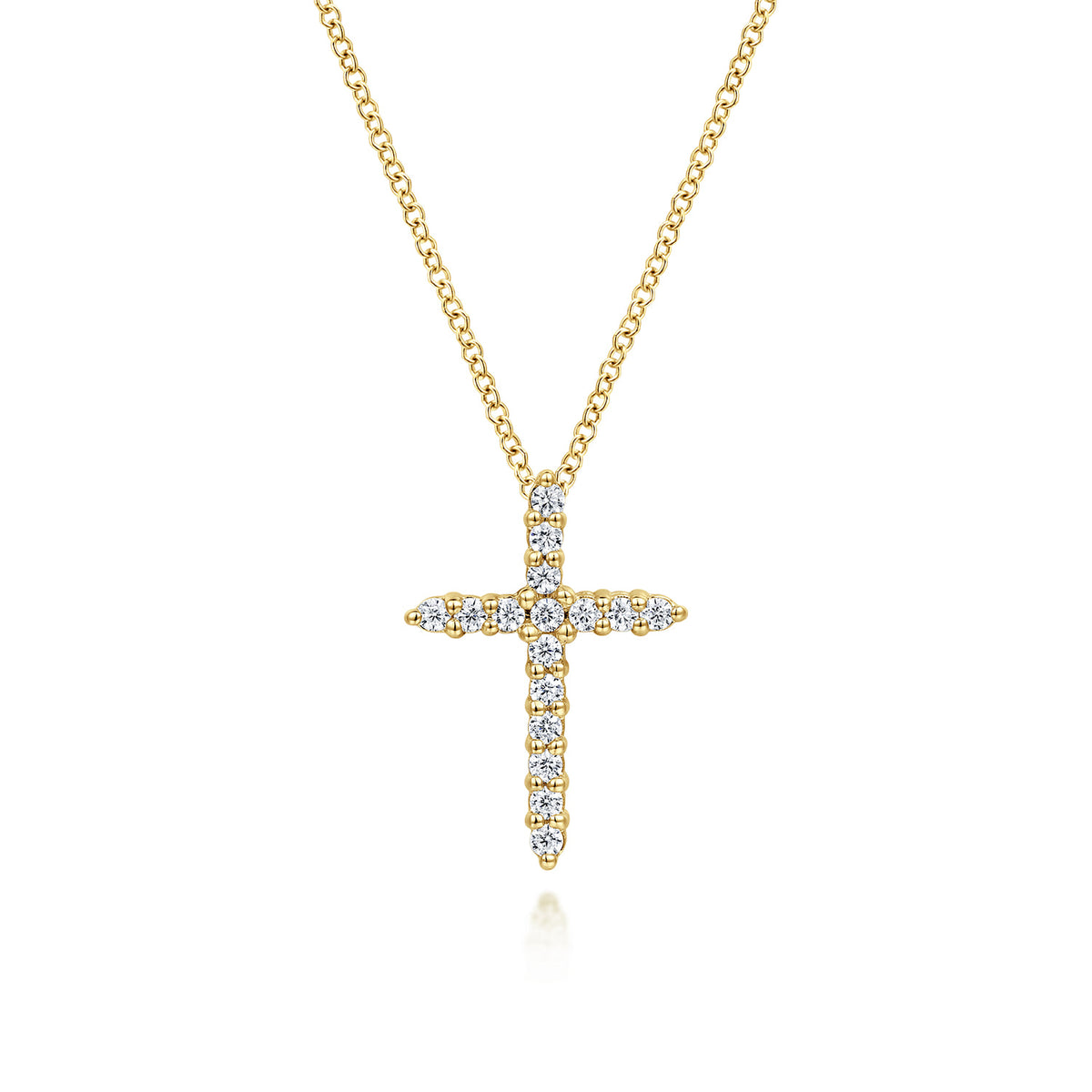 14K Yellow Gold Diamond Cross Pendant Necklace — Gabriel & Co. NK4816Y45JJ