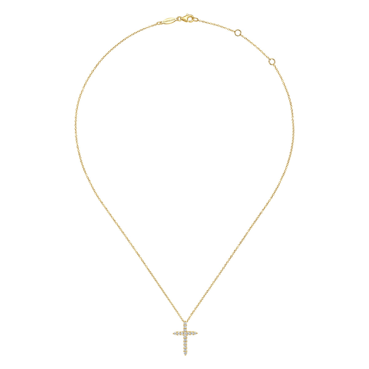 14K Yellow Gold Diamond Cross Pendant Necklace — Gabriel & Co. NK4816Y45JJ