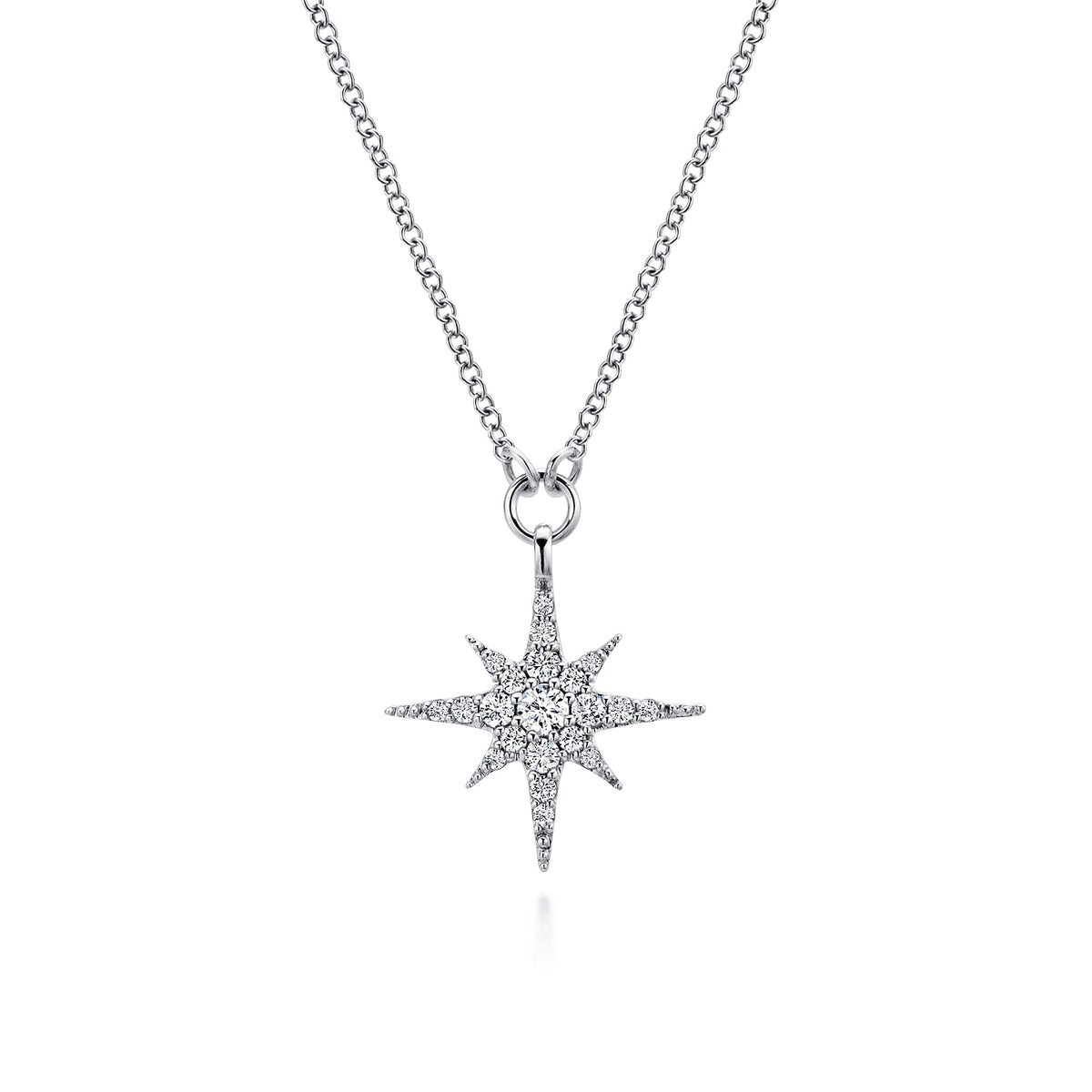 14K White Gold Diamond Starburst Pendant Necklace — Gabriel & Co. NK4847W45JJ