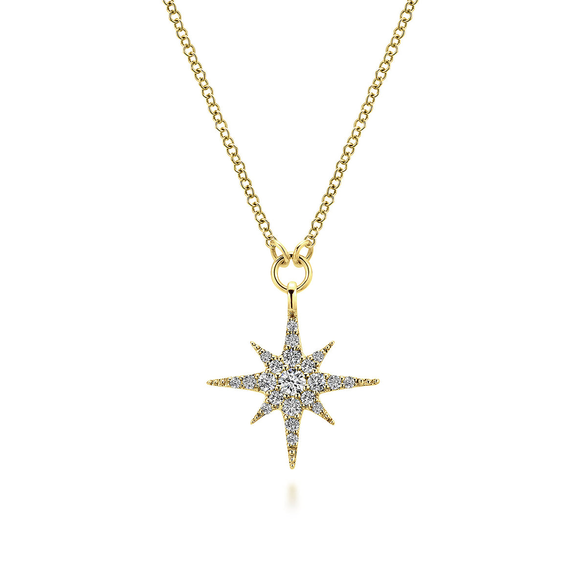Pendant Necklace Starburst 14K Yellow Gold Diamond 0.25ct — Gabriel & Co. NK4847Y45JJ