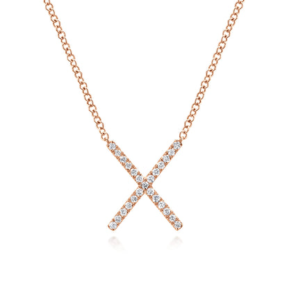 14K Rose Gold Split Chain Diamond X Necklace — Gabriel & Co. NK4941K45JJ