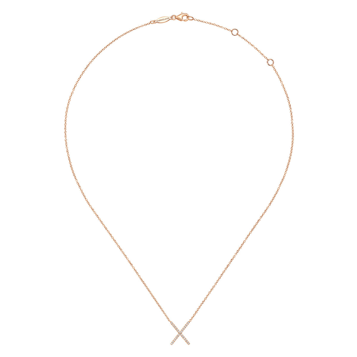 14K Rose Gold Split Chain Diamond X Necklace — Gabriel & Co. NK4941K45JJ