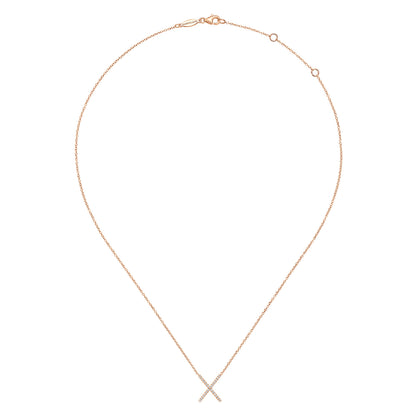 14K Rose Gold Split Chain Diamond X Necklace — Gabriel & Co. NK4941K45JJ