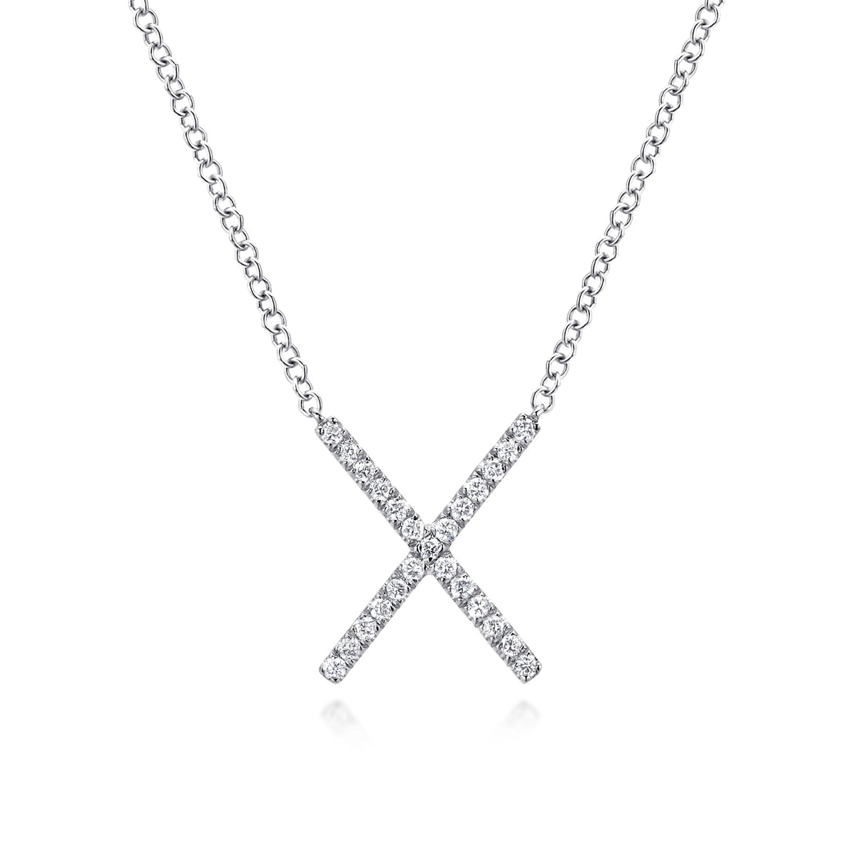 14K White Gold Split Chain Diamond X Necklace — Gabriel & Co. NK4941W45JJ