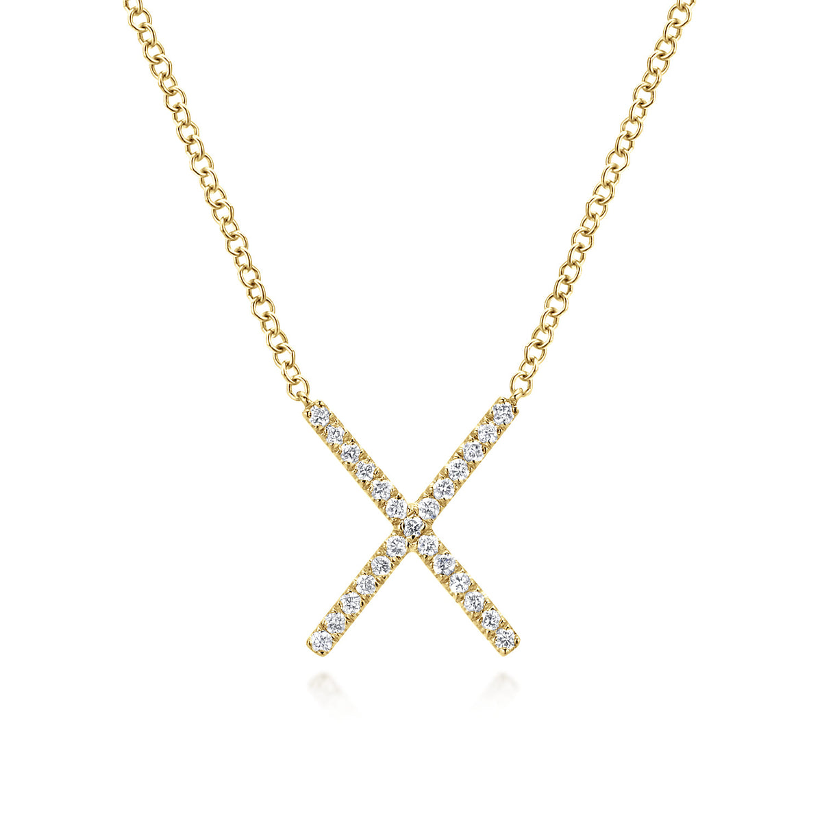 14K Yellow Gold Split Chain Diamond X Necklace — Gabriel & Co. NK4941Y45JJ