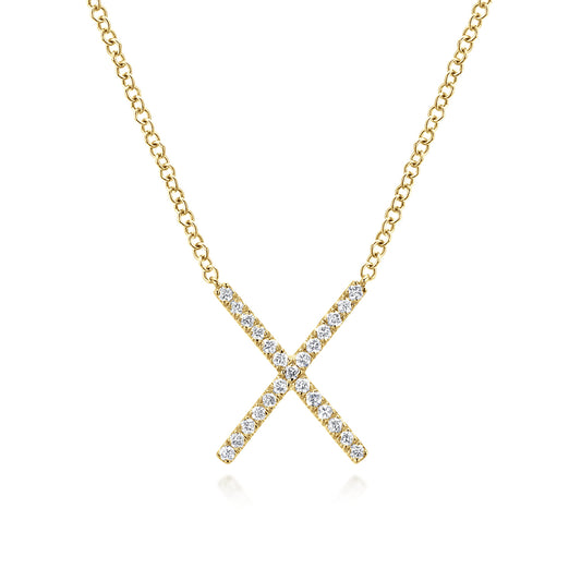 14K Yellow Gold Split Chain Diamond X Necklace — Gabriel & Co. NK4941Y45JJ
