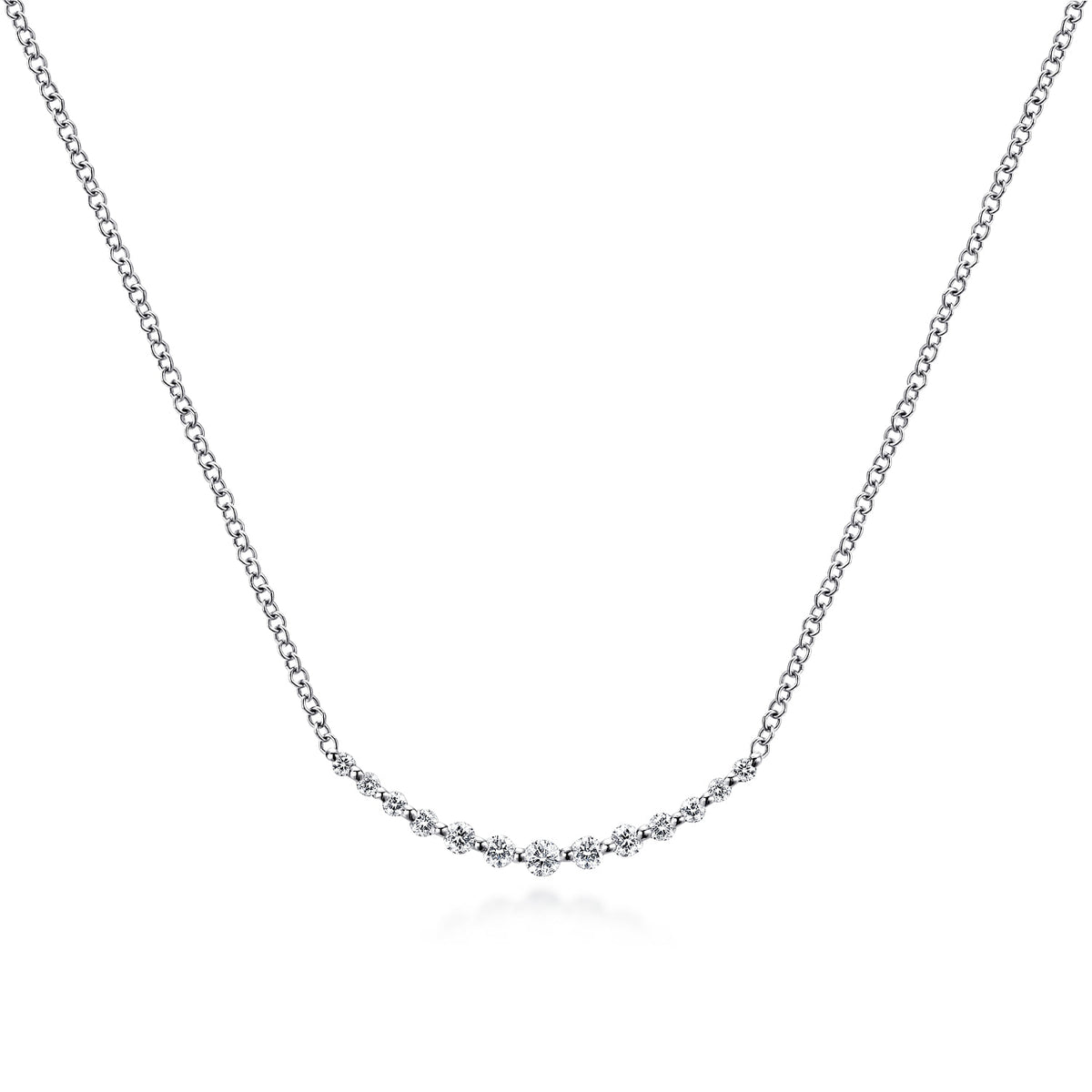 14K White Gold Diamond Curved Bar Necklace — Gabriel & Co. NK4942W45JJ