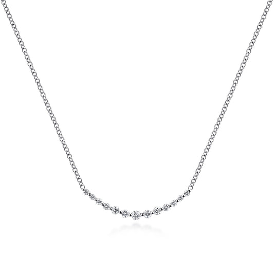 14K White Gold Diamond Curved Bar Necklace — Gabriel & Co. NK4942W45JJ