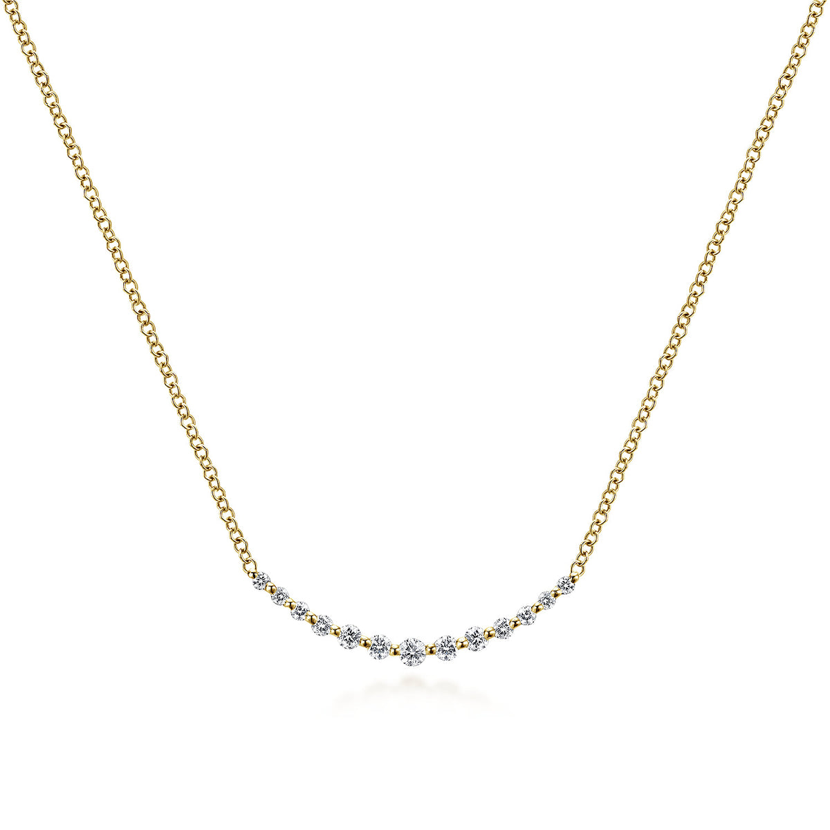 Bar Necklace Curved 14K Yellow Gold Diamond 0.25ct — Gabriel & Co. NK4942Y45JJ