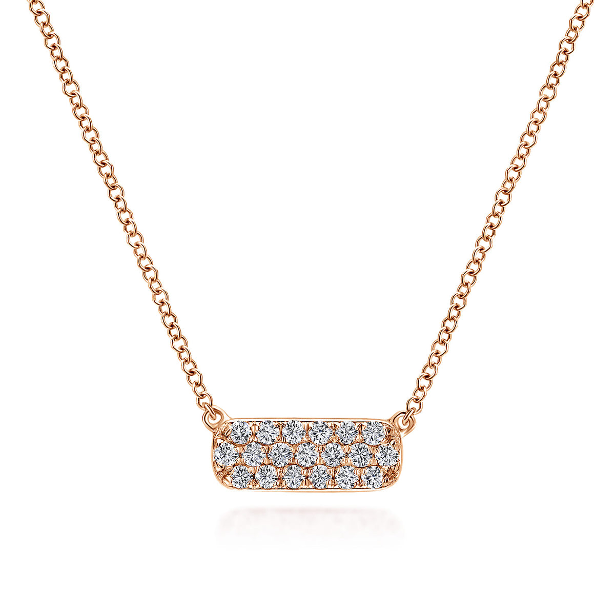 14K Rose Gold Rectangular Diamond Pendant Necklace — Gabriel & Co. NK4943K45JJ