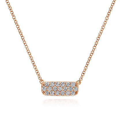 14K Rose Gold Rectangular Diamond Pendant Necklace — Gabriel & Co. NK4943K45JJ