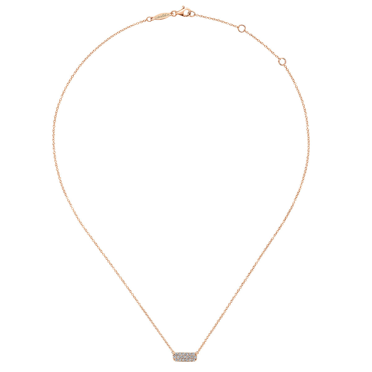 14K Rose Gold Rectangular Diamond Pendant Necklace — Gabriel & Co. NK4943K45JJ
