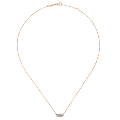 14K Rose Gold Rectangular Diamond Pendant Necklace — Gabriel & Co. NK4943K45JJ