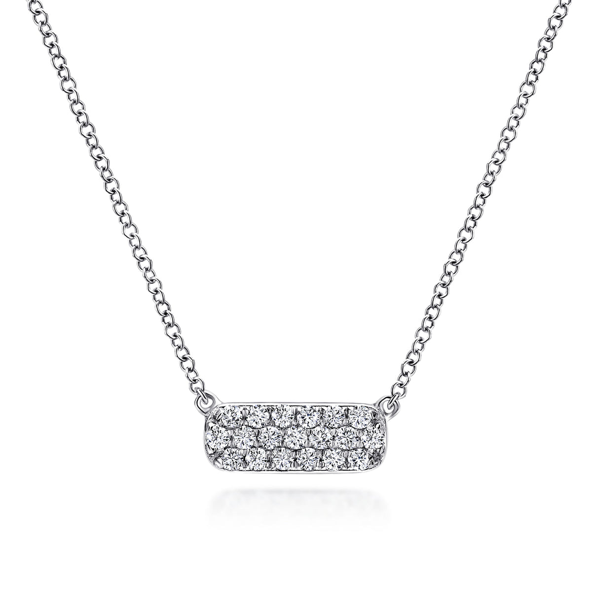 14K White Gold Pave Diamond Bar Necklace — Gabriel & Co. NK4943W45JJ