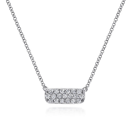 14K White Gold Pave Diamond Bar Necklace — Gabriel & Co. NK4943W45JJ