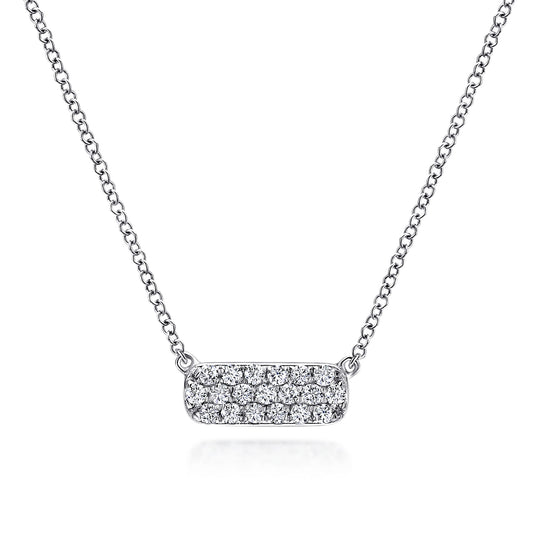 14K White Gold Pave Diamond Bar Necklace — Gabriel & Co. NK4943W45JJ