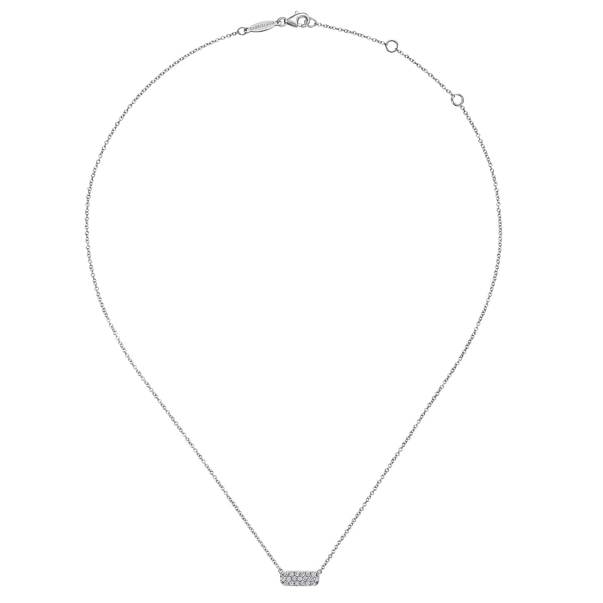 14K White Gold Pave Diamond Bar Necklace — Gabriel & Co. NK4943W45JJ