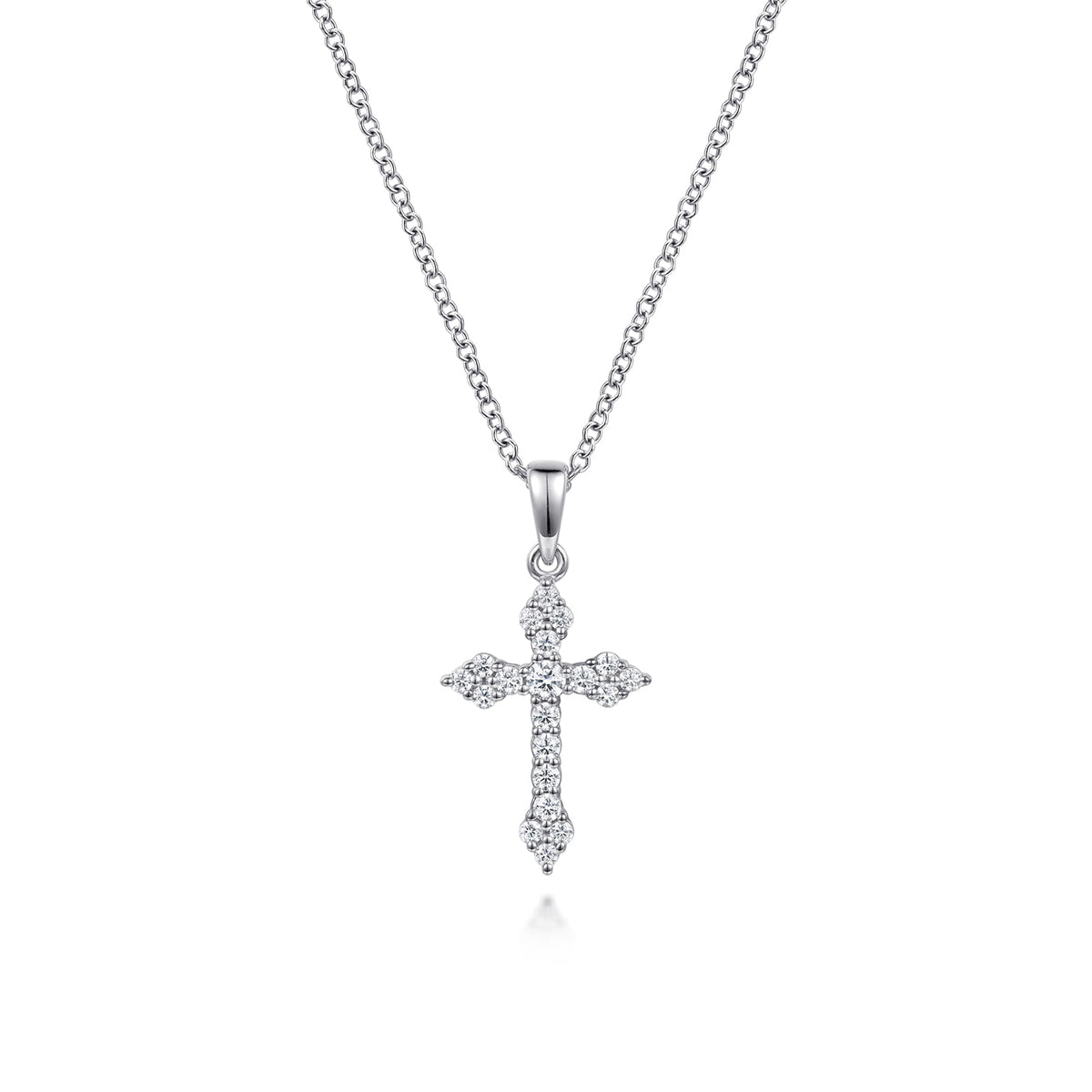 14K White Gold Diamond Cross Pendant Necklace — Gabriel & Co. NK4999W45JJ