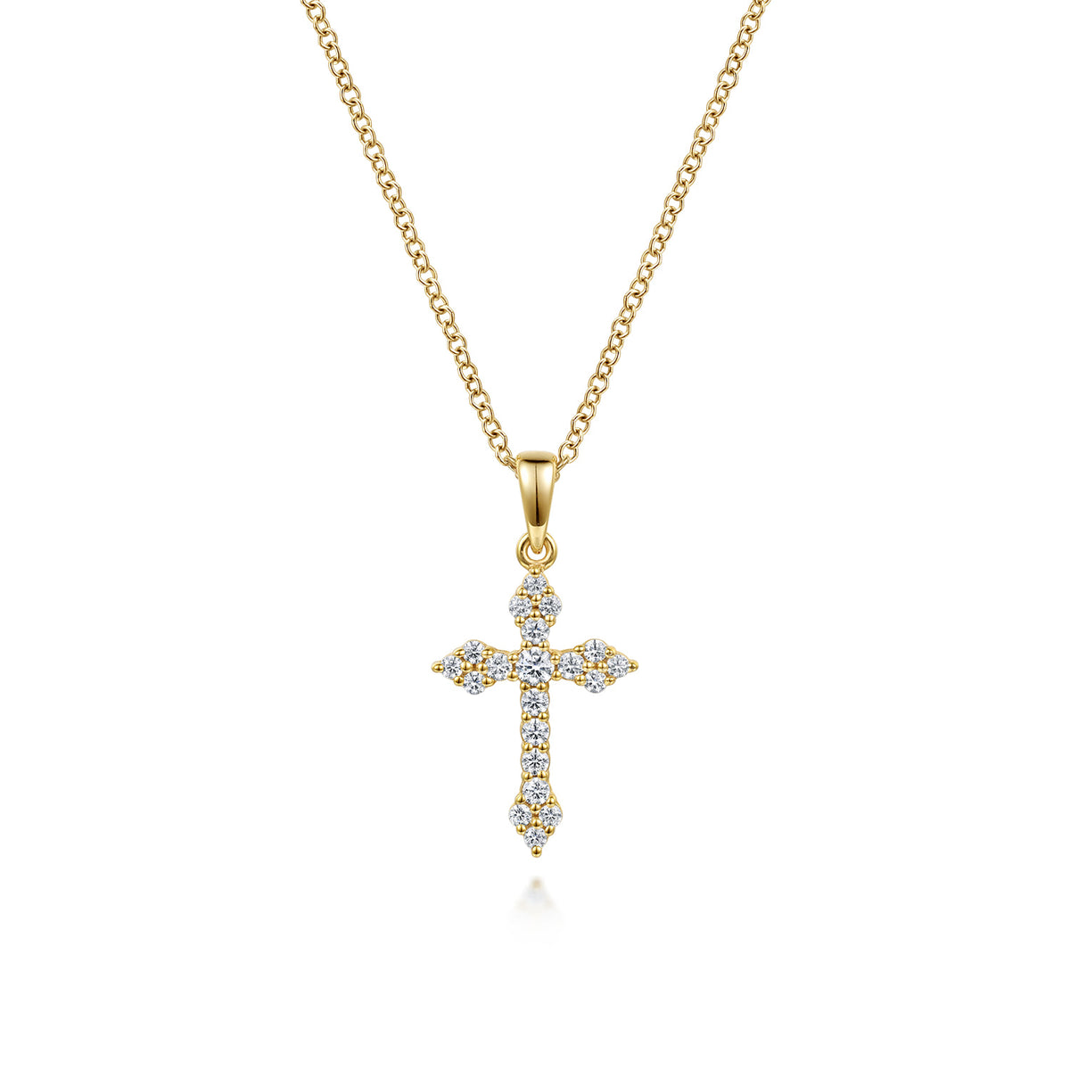 14K Yellow Gold Diamond Cross Pendant Necklace — Gabriel & Co. NK4999Y45JJ