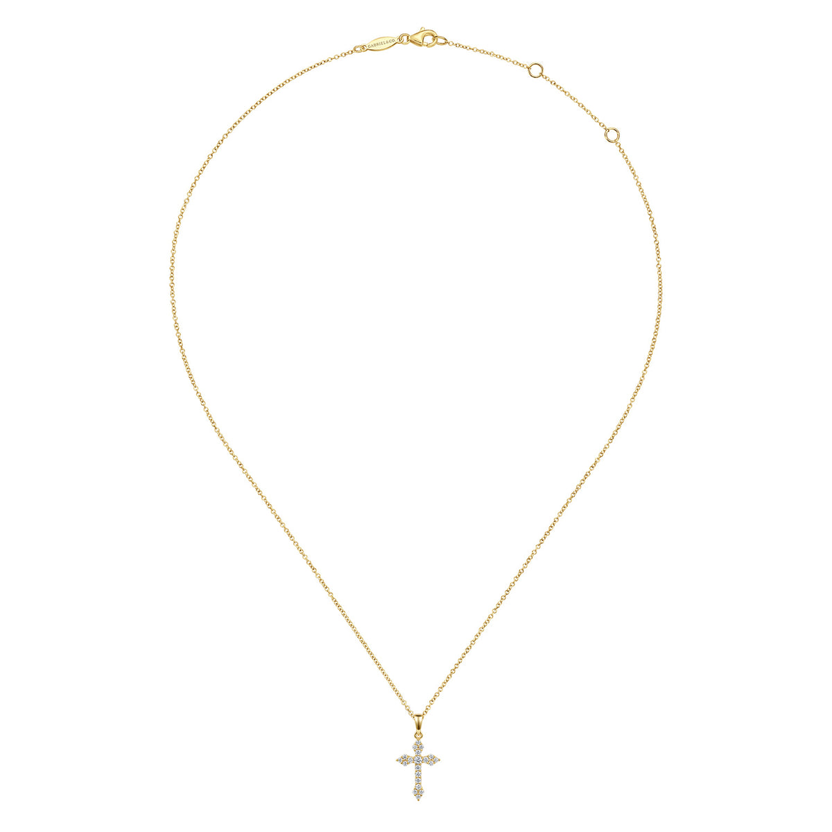 14K Yellow Gold Diamond Cross Pendant Necklace — Gabriel & Co. NK4999Y45JJ