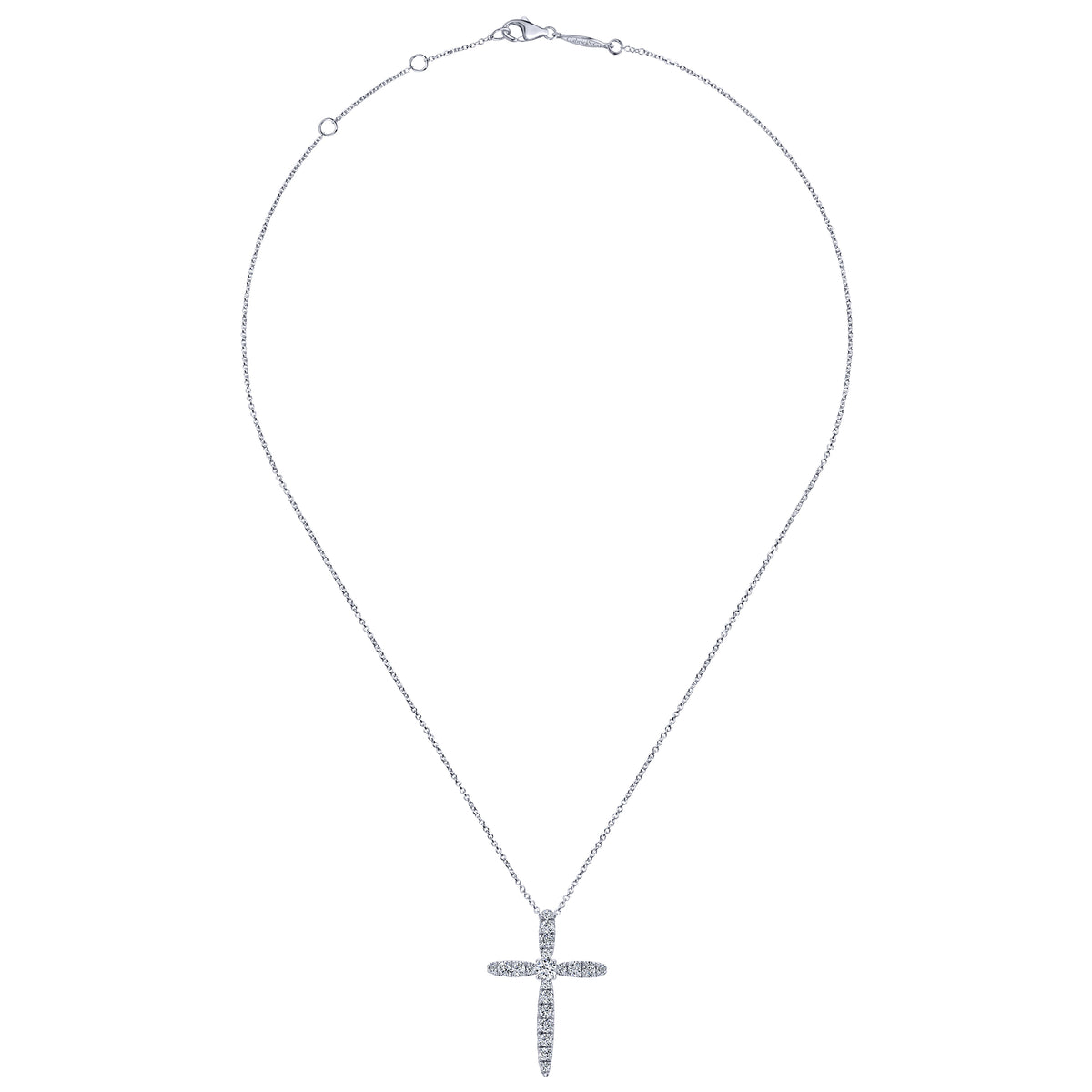 14K White Gold Diamond Cross Pendant Necklace — Gabriel & Co. NK5003W45JJ