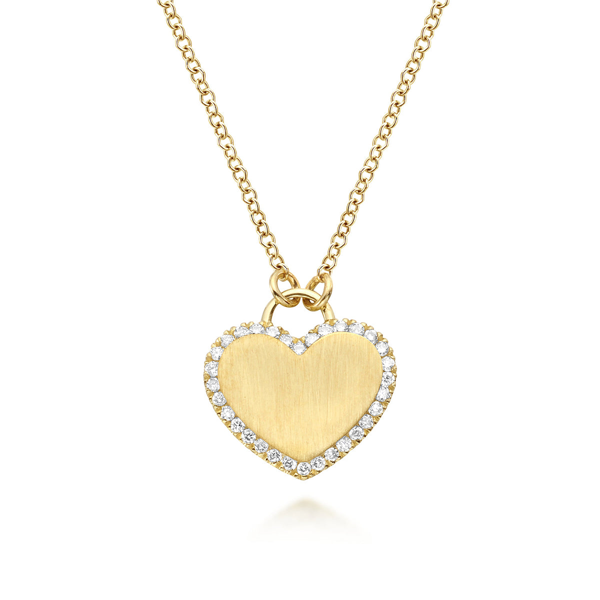 14K Yellow Gold Diamond Halo Heart Pendant Necklace — Gabriel & Co. NK5199Y45JJ
