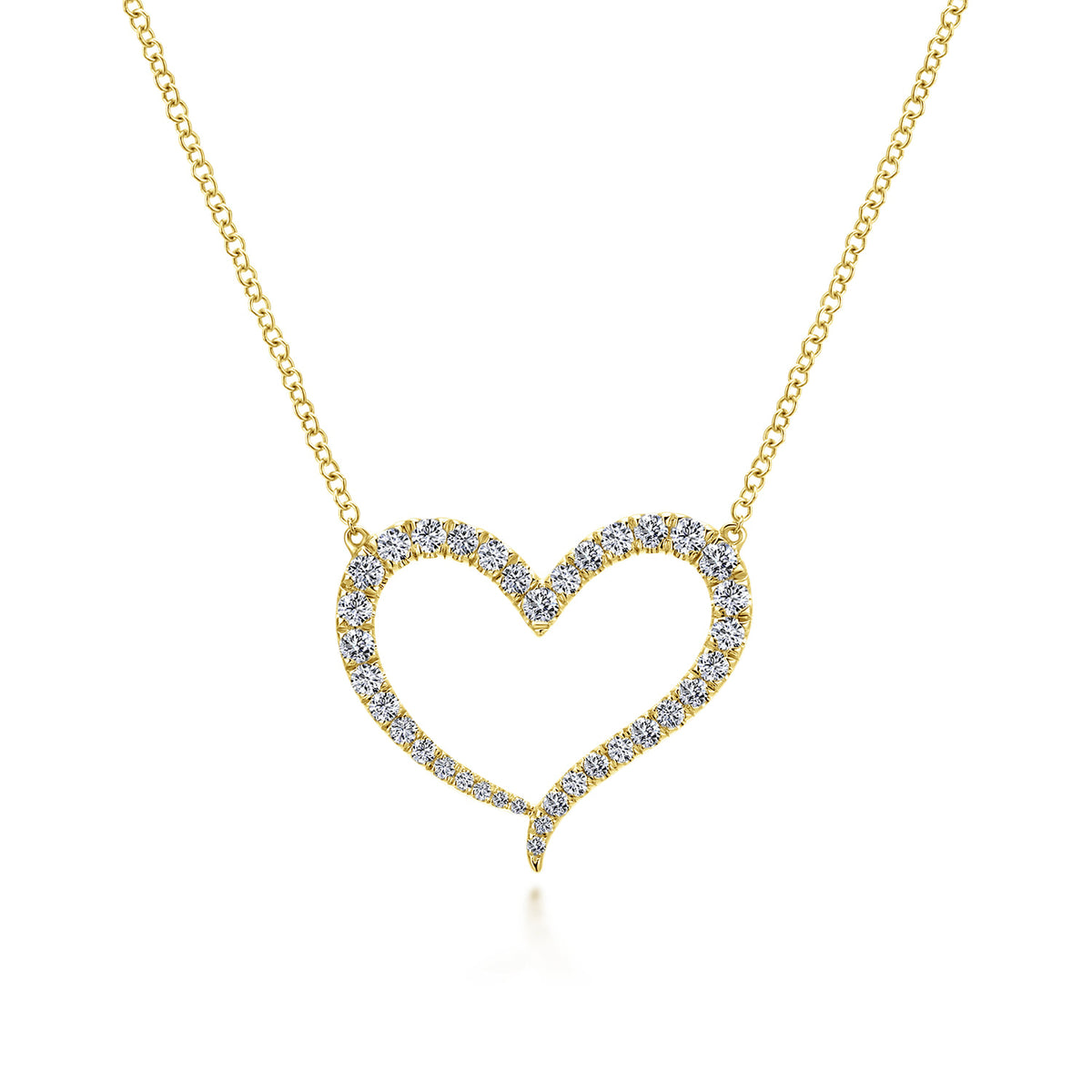 14K Yellow Gold Open Heart Diamond Pendant Necklace — Gabriel & Co. NK5265Y45JJ