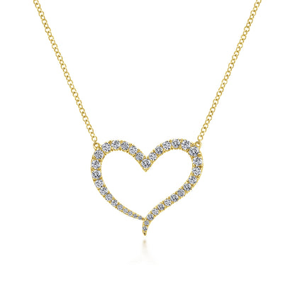 14K Yellow Gold Open Heart Diamond Pendant Necklace — Gabriel & Co. NK5265Y45JJ