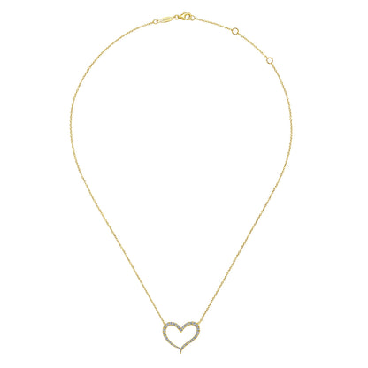 14K Yellow Gold Open Heart Diamond Pendant Necklace — Gabriel & Co. NK5265Y45JJ