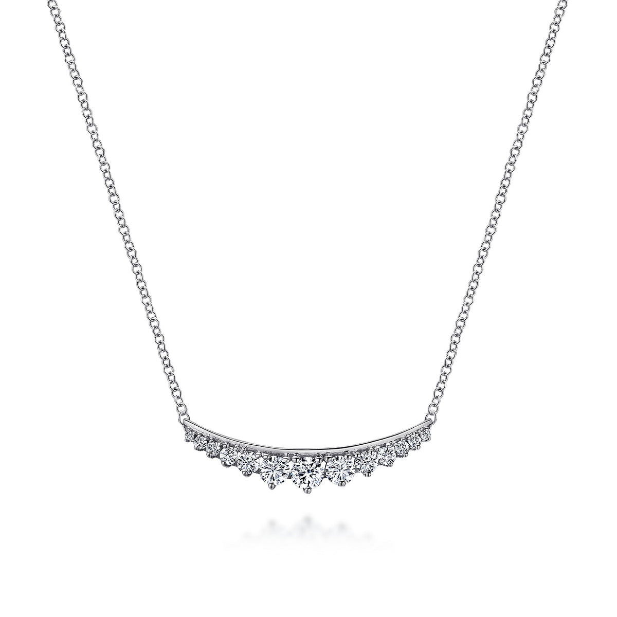 14K White Gold Curved Diamond Bar Necklace — Gabriel & Co. NK5322W45JJ