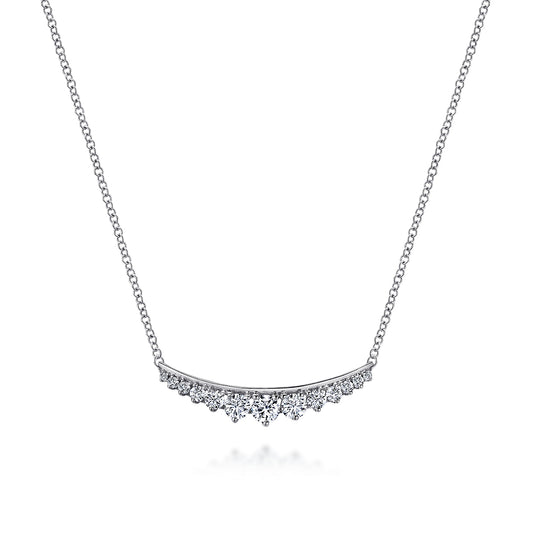 14K White Gold Curved Diamond Bar Necklace — Gabriel & Co. NK5322W45JJ