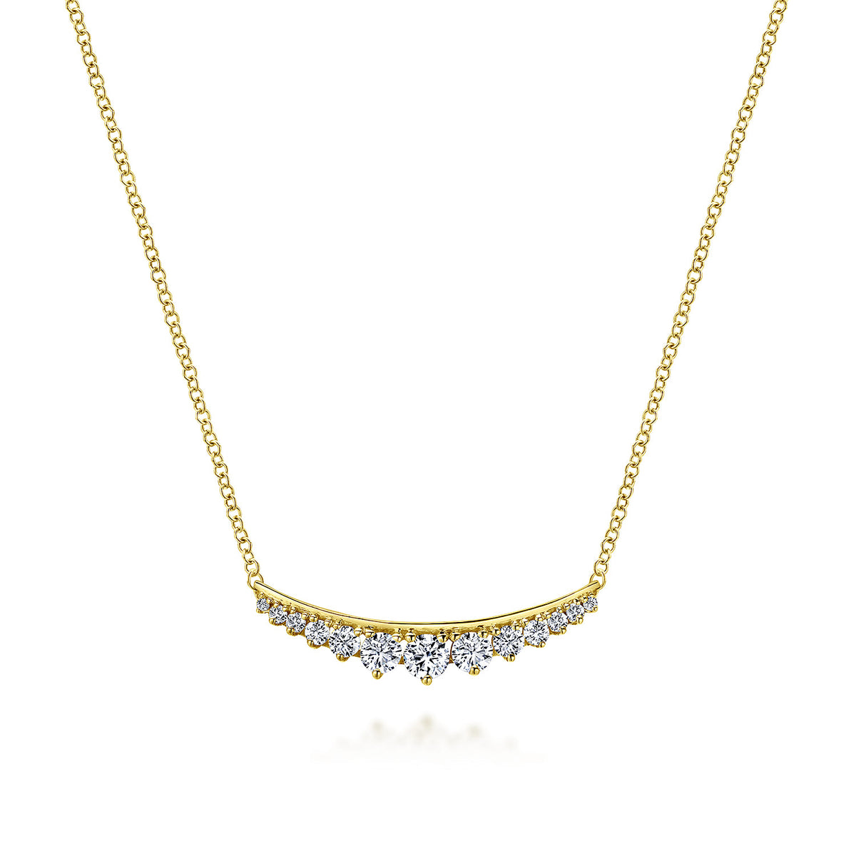 14K Yellow Gold Curved Diamond Bar Necklace — Gabriel & Co. NK5322Y45JJ