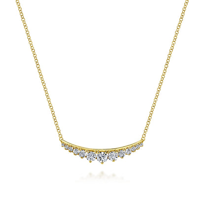 14K Yellow Gold Curved Diamond Bar Necklace — Gabriel & Co. NK5322Y45JJ