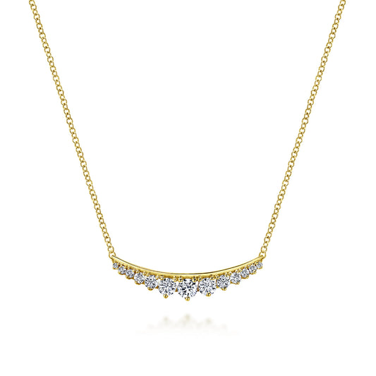 14K Yellow Gold Curved Diamond Bar Necklace — Gabriel & Co. NK5322Y45JJ