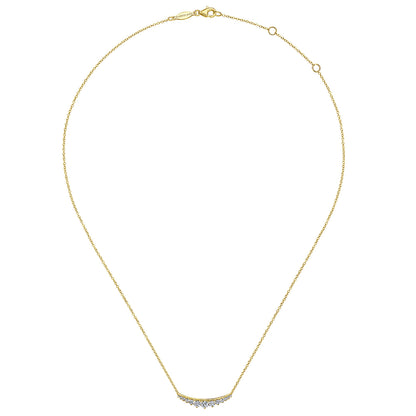 14K Yellow Gold Curved Diamond Bar Necklace — Gabriel & Co. NK5322Y45JJ
